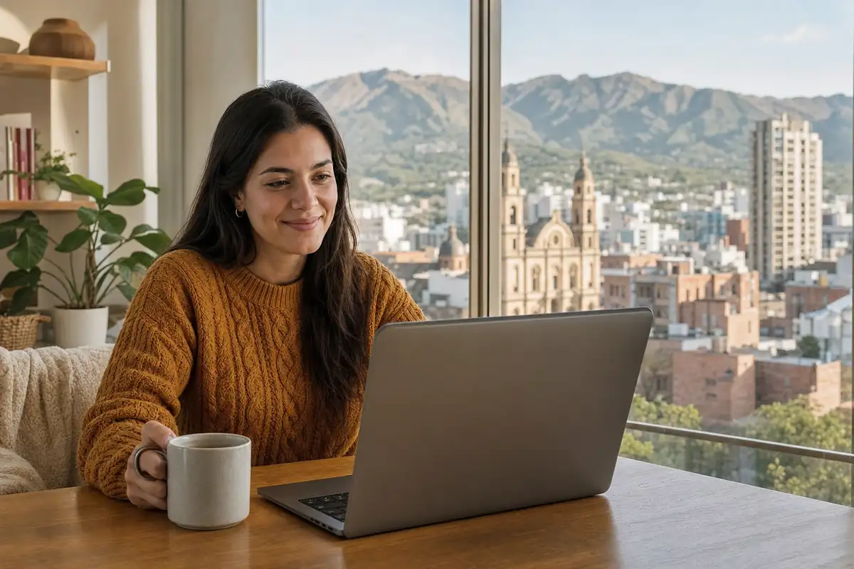 Persona en una sesión de terapia online desde su casa en Córdoba