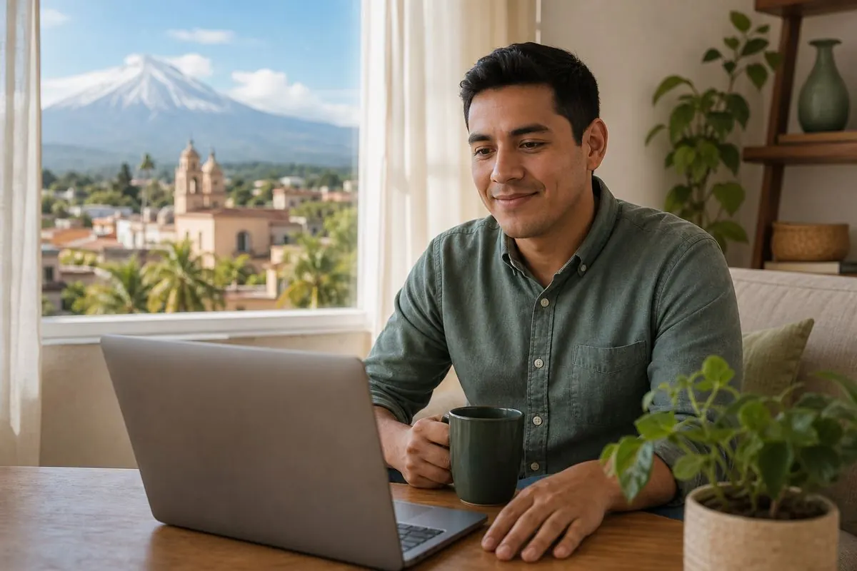 Persona en una sesión de terapia en línea desde su casa en Cuautla