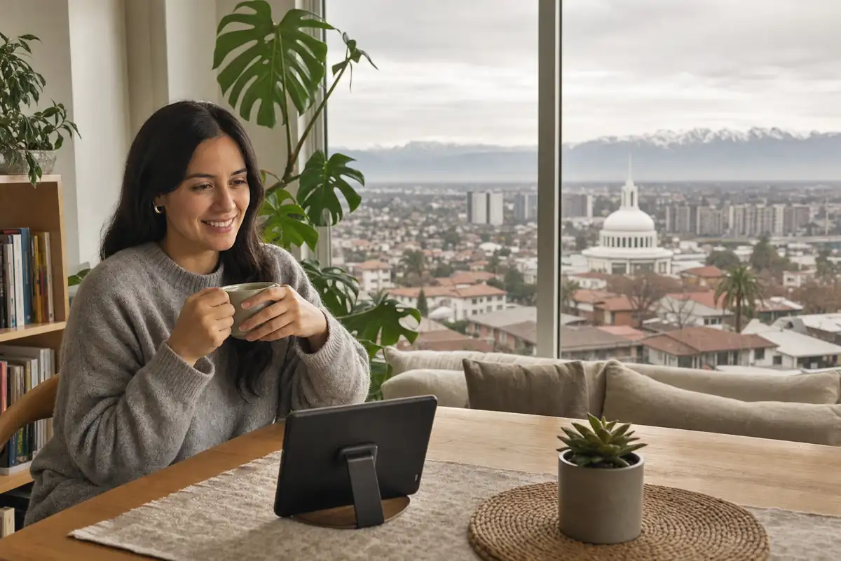 Persona en una sesión de terapia online desde su casa en Maipú