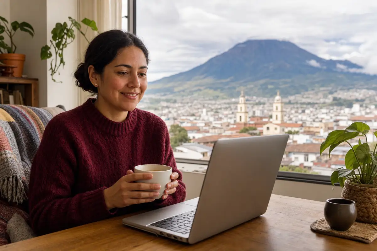 Persona en una sesión de terapia virtual desde su casa en Pasto