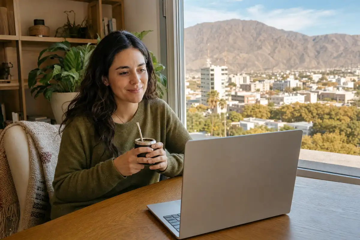 Persona en una sesión de terapia online desde su casa en San Juan
